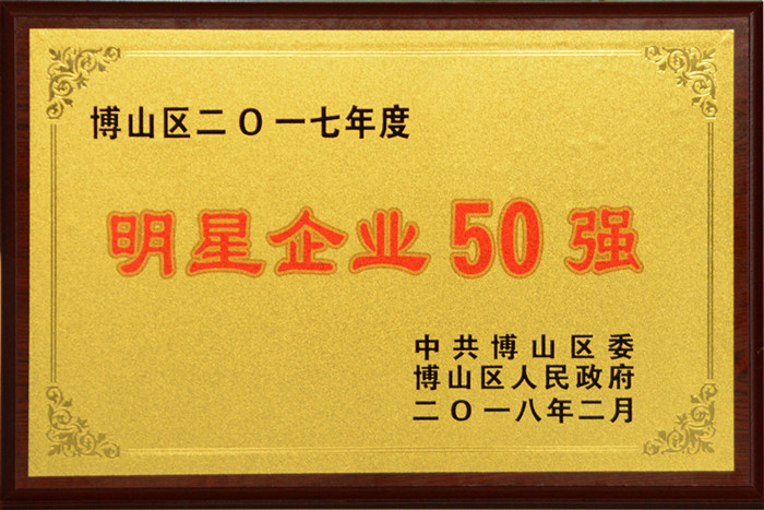 集团公司荣获“2017年度博山区明星企业50强”称号